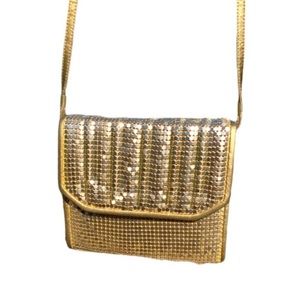 Vintage 50s / 60s Gold Sequin Shoulder Handbag w/ Snap Closure - Y & S Original